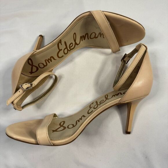 Sam Edelman Patti Ankle Strap Stiletto Sandal Beige Size 8.5 Open Toe Classic - Picture 9 of 9